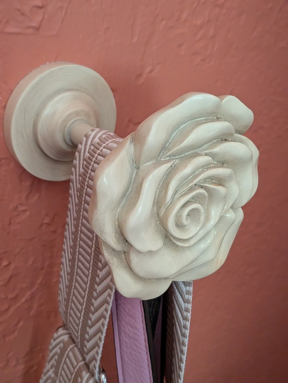 Pair Rose Drapery Holdbacks Curtain Tiebacks Ivory Cottagecore Floral Decor